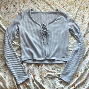 Hollister Open Tie Front Cardigan Baby Blue